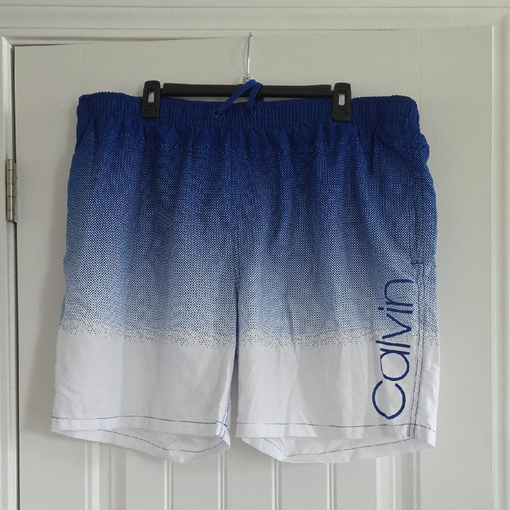 Calvin Klein Gradient Blue and White Swim Trunks